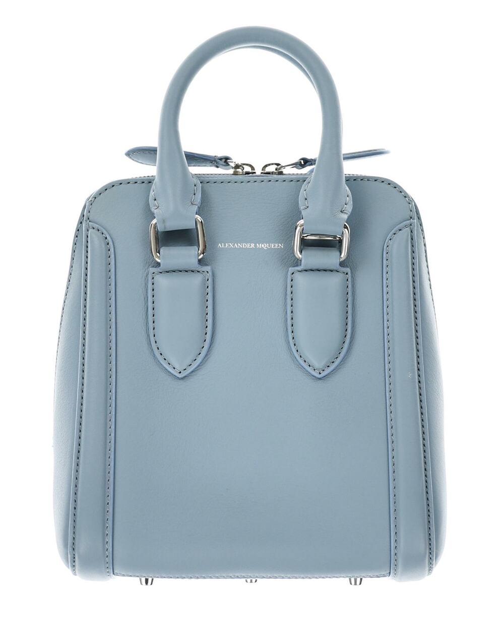 ALEXANDER MCQUEEN Heroine Tote In Blue  LEATHER small bag with shoulder strap